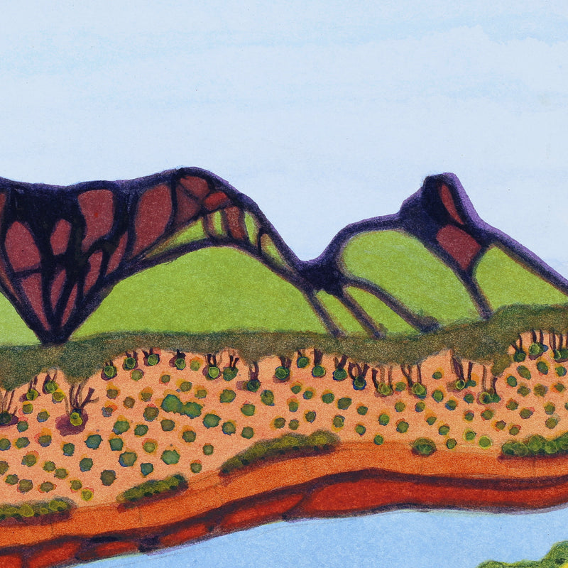 Aboriginal Artwork by Mervyn Rubuntja, Rutjipma (Mt Sonder), 30x21cm