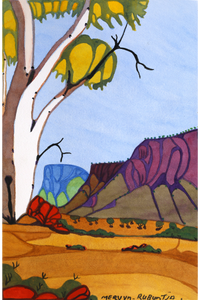 Aboriginal Artwork by Mervyn Rubuntja, Tjoritja (West MacDonnell Ranges), 54.5x35.5cm