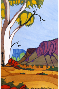 Aboriginal Artwork by Mervyn Rubuntja, Tjoritja (West MacDonnell Ranges), 54.5x35.5cm - ART ARK®