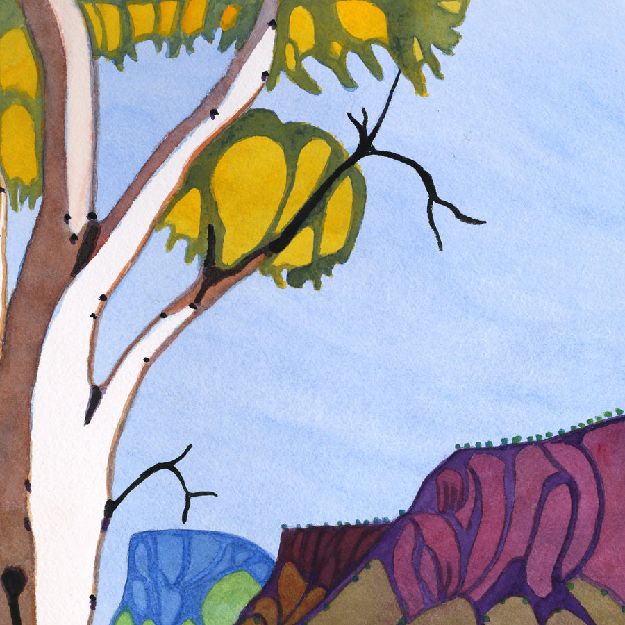 Aboriginal Artwork by Mervyn Rubuntja, Tjoritja (West MacDonnell Ranges), 54.5x35.5cm