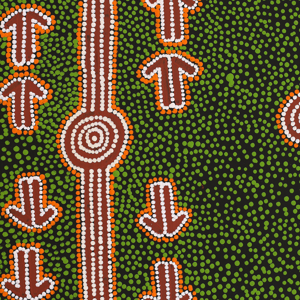Aboriginal Artwork by Michael Japaljarri Wayne, Marlu Jukurrpa (Red Kangaroo Dreaming) Yarnardilyi & Jurnti, 50x40cm