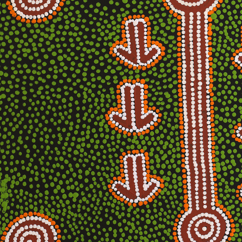 Aboriginal Artwork by Michael Japaljarri Wayne, Marlu Jukurrpa (Red Kangaroo Dreaming) Yarnardilyi & Jurnti, 50x40cm