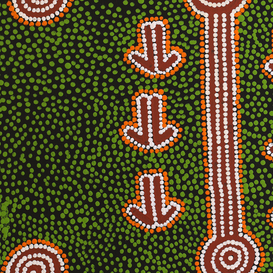 Aboriginal Artwork by Michael Japaljarri Wayne, Marlu Jukurrpa (Red Kangaroo Dreaming) Yarnardilyi & Jurnti, 50x40cm
