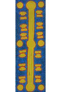 Aboriginal Artwork by Michael Japaljarri Wayne, Marlu Jukurrpa (Red Kangaroo Dreaming) Yarnardilyi & Jurnti, 91x30cm
