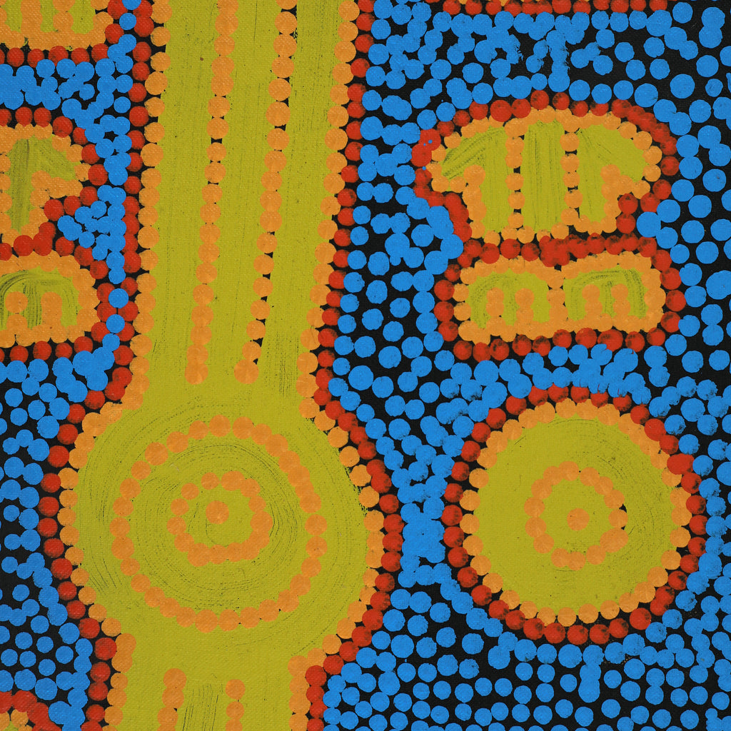 Aboriginal Art by Michael Japaljarri Wayne, Marlu Jukurrpa (Red Kangaroo Dreaming) Yarnardilyi & Jurnti, 91x30cm - ART ARK®