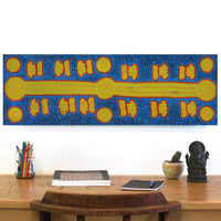 Aboriginal Artwork by Michael Japaljarri Wayne, Marlu Jukurrpa (Red Kangaroo Dreaming) Yarnardilyi & Jurnti, 91x30cm