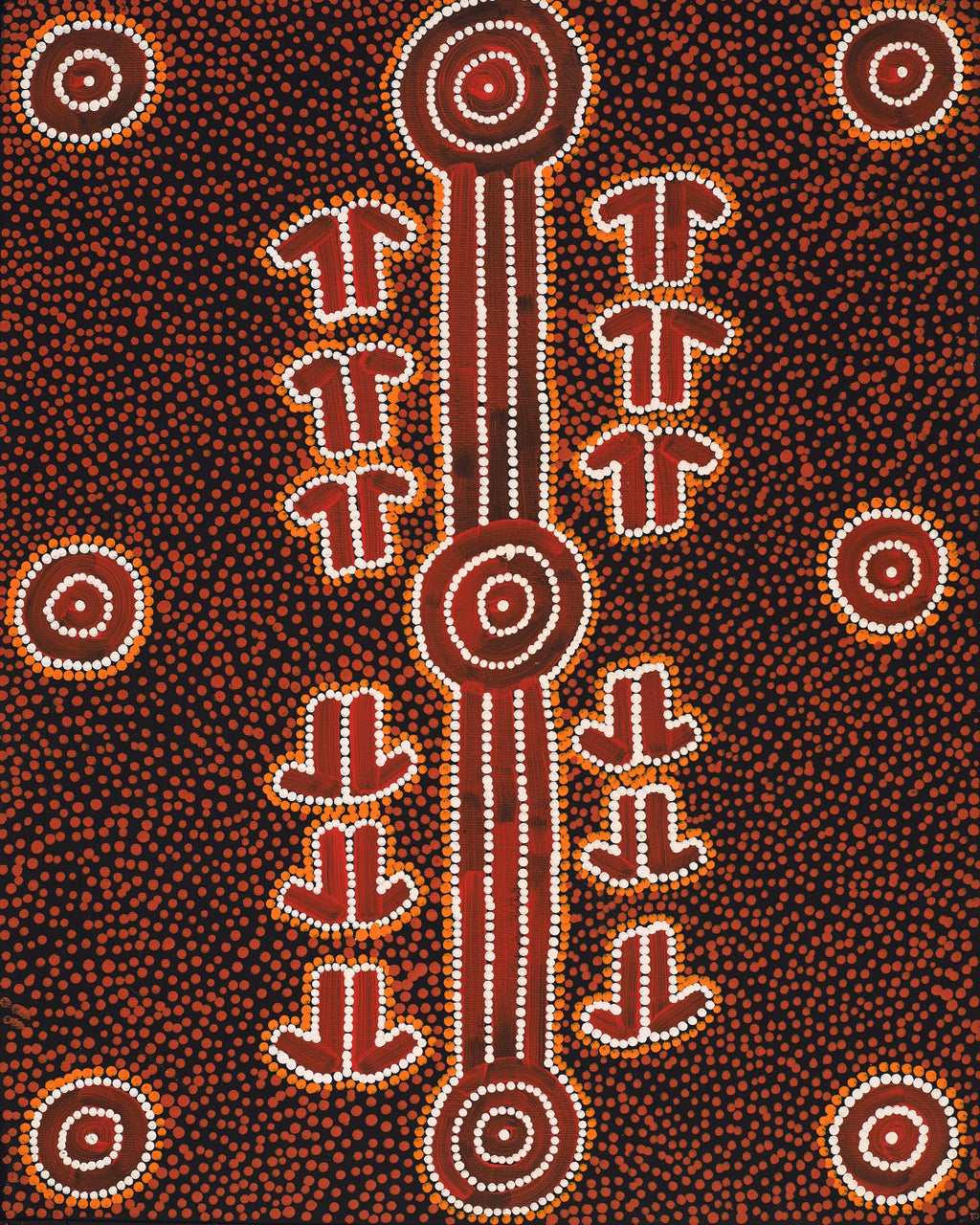 Aboriginal Artwork by Michael Japaljarri Wayne, Marlu Jukurrpa (Red Kangaroo Dreaming) Yarnardilyi & Jurnti, 50x40cm