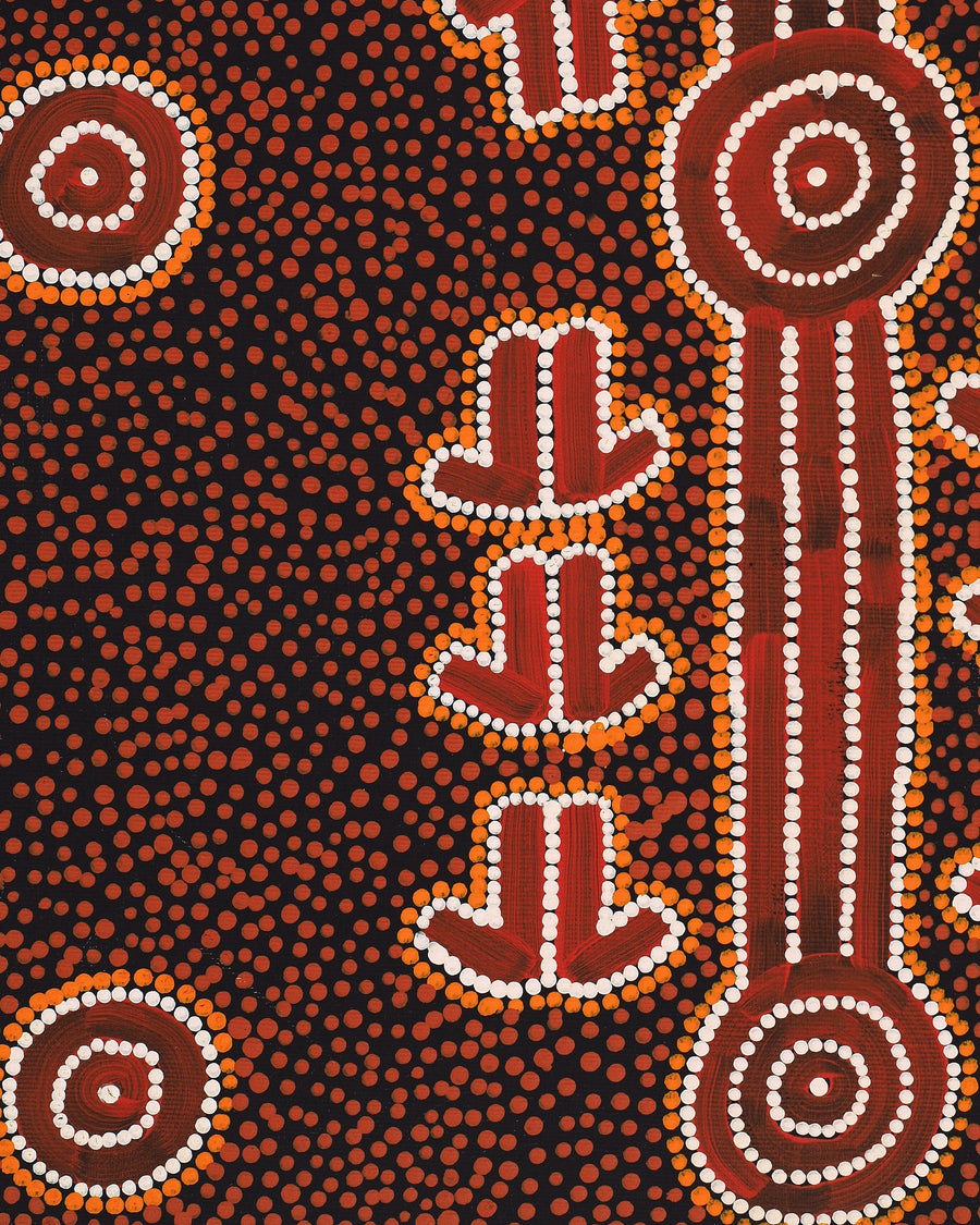 Aboriginal Artwork by Michael Japaljarri Wayne, Marlu Jukurrpa (Red Kangaroo Dreaming) Yarnardilyi & Jurnti, 50x40cm