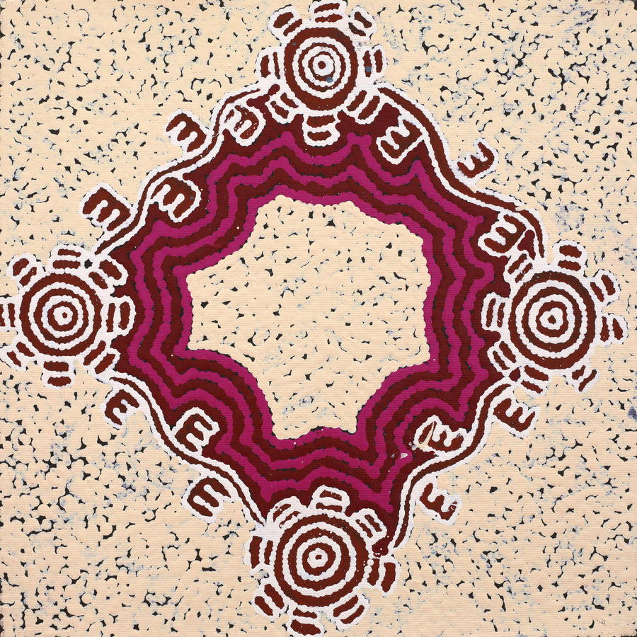 Aboriginal Artwork by Mickaela Napangardi Lankin, Pamapardu Jukurrpa (Flying Ant Dreaming) - Warntungurru, 30x30cm
