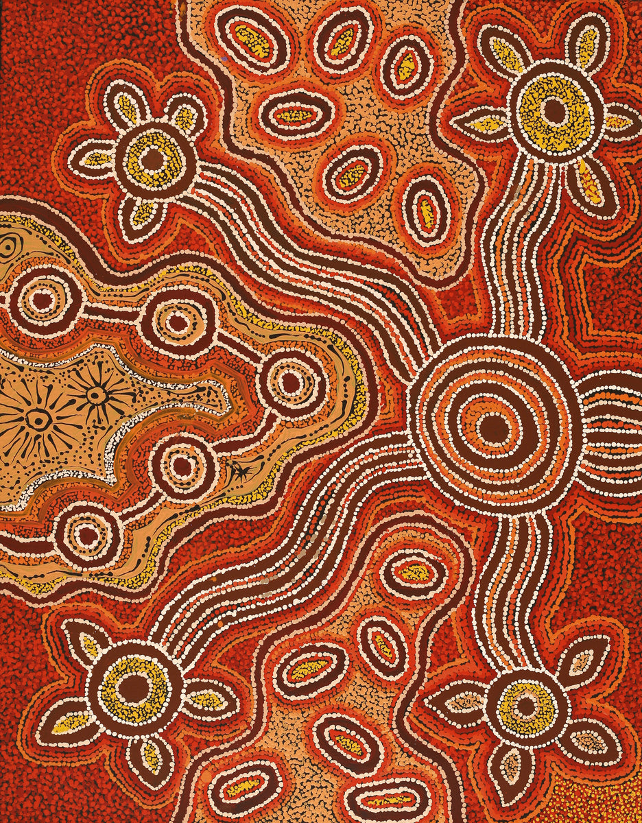 Aboriginal Art by Barbara Baker Milpati, Ngapari Tjukurpa, 91x71cm - ART ARK®