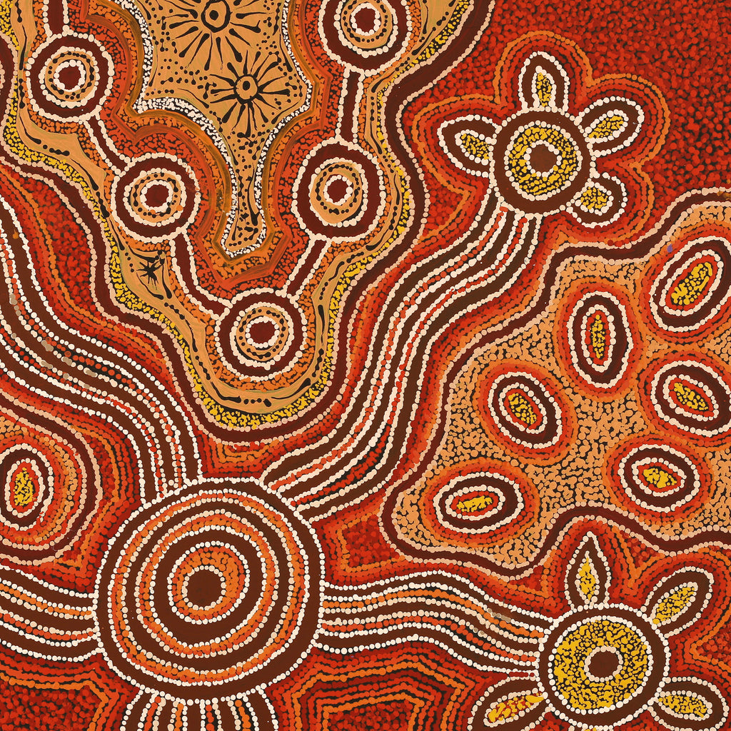 Aboriginal Artwork by Barbara Baker Milpati, Ngapari Tjukurpa, 91x71cm