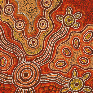 Aboriginal Art by Barbara Baker Milpati, Ngapari Tjukurpa, 91x71cm - ART ARK®
