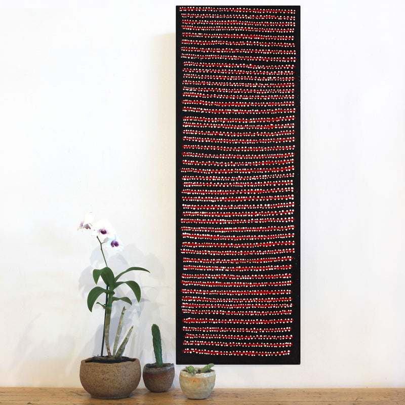 Aboriginal Artwork by Mitchell Japanangka Martin, Mina Mina Jukurrpa, 91x30cm