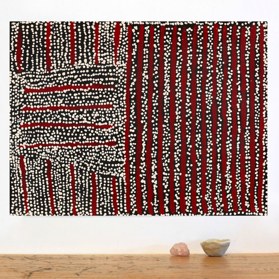 Aboriginal Artwork by Mitchell Japanangka Martin, Mina Mina Jukurrpa, 61x46cm
