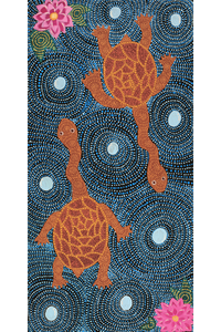 Aboriginal Artwork by Mona Lewis, Long Necked Turtle, 120x61cm