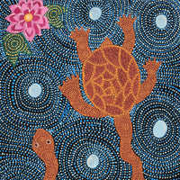 Aboriginal Artwork by Mona Lewis, Long Necked Turtle, 120x61cm