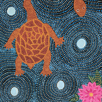 Aboriginal Artwork by Mona Lewis, Long Necked Turtle, 120x61cm