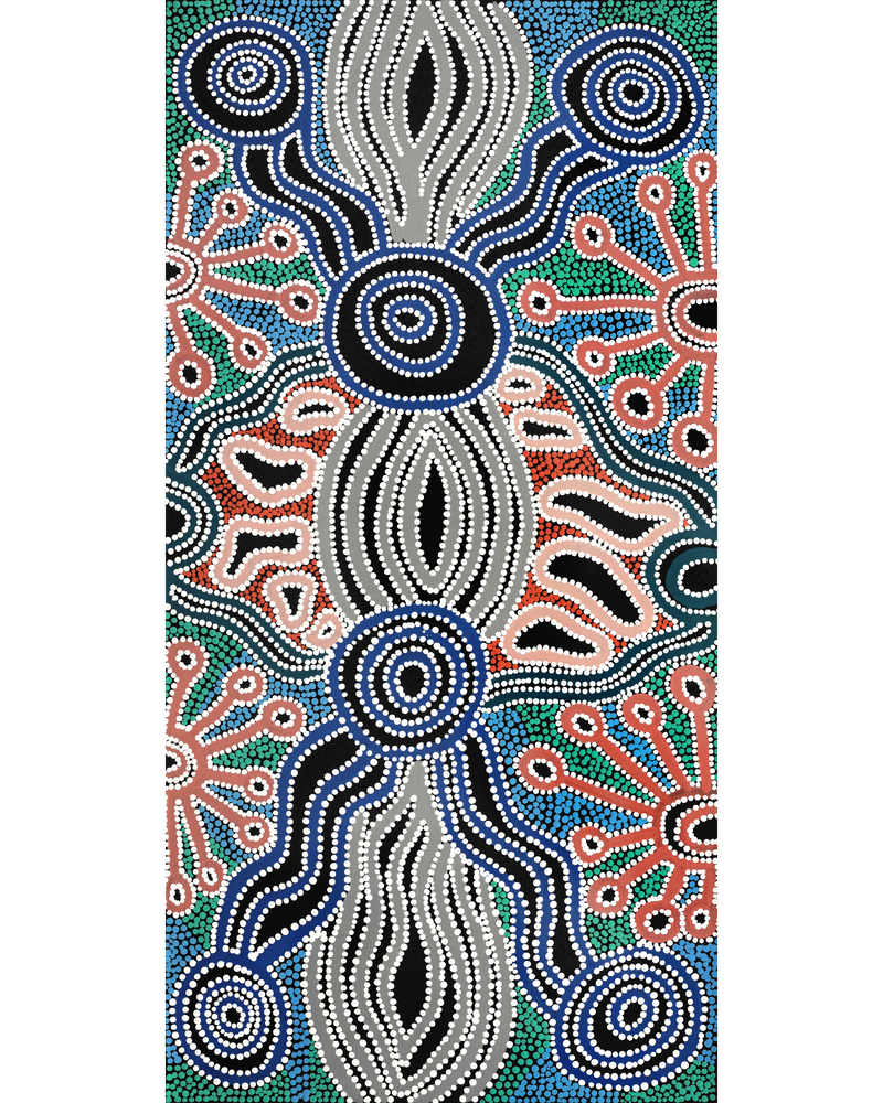 Aboriginal Artwork by Mona Lewis, Ngayuku Ngura (my country), 120x61cm