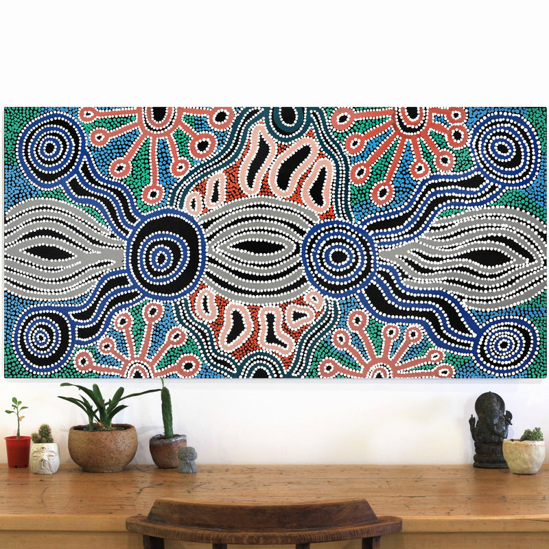 Aboriginal Artwork by Mona Lewis, Ngayuku Ngura (my country), 120x61cm