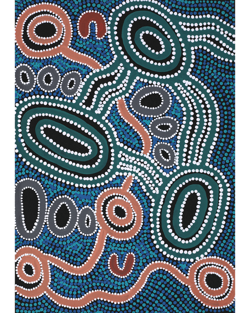 Aboriginal Artwork by Mona Lewis, Walka, 61x43cm