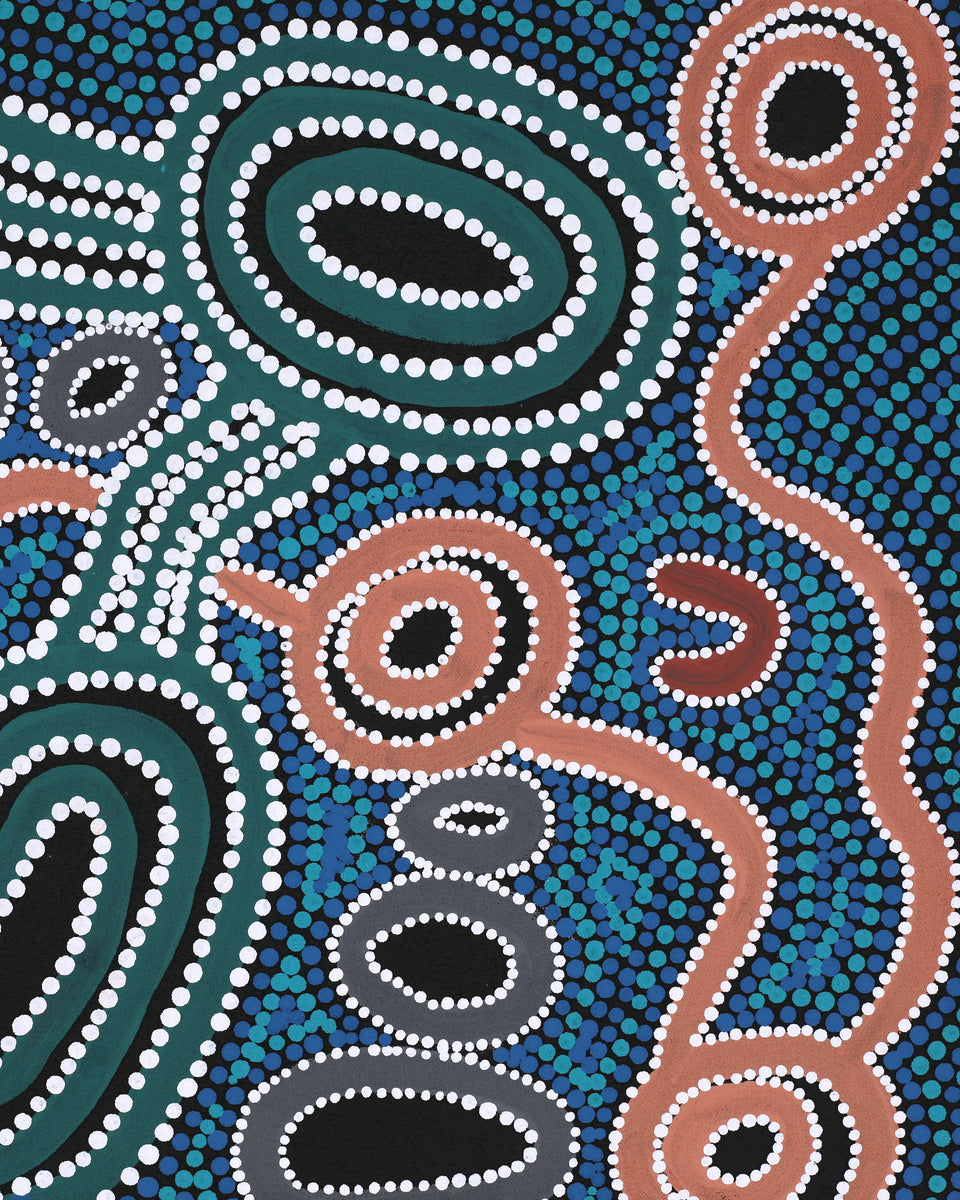 Aboriginal Artwork by Mona Lewis, Walka, 61x43cm