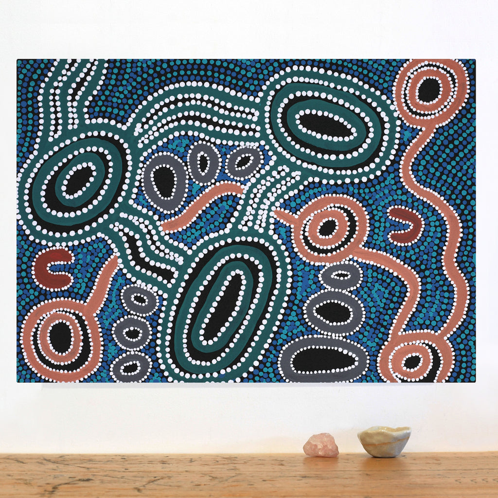 Aboriginal Artwork by Mona Lewis, Walka, 61x43cm