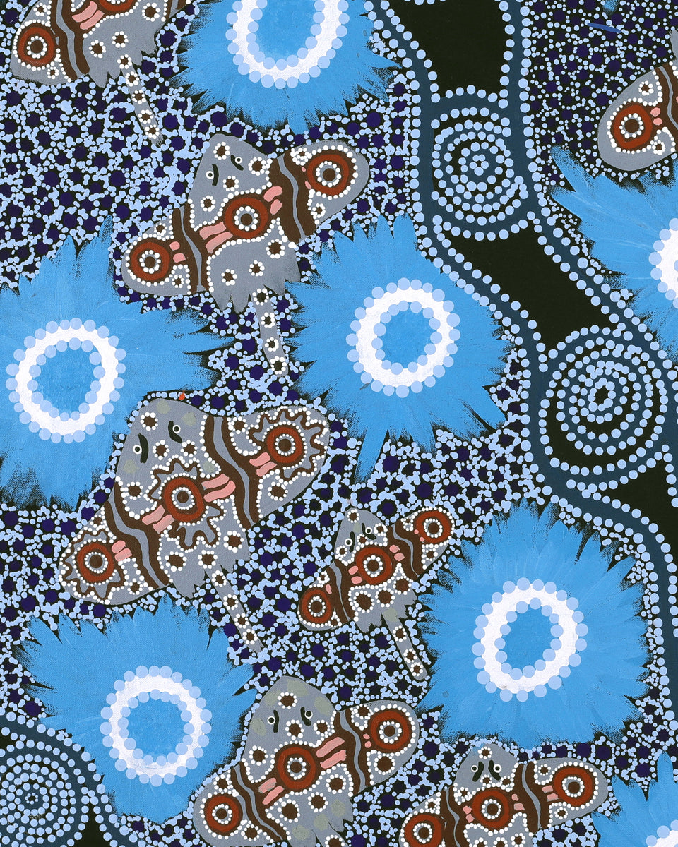 Aboriginal Artwork by Mona Lewis, Sting Ray, 91x76cm