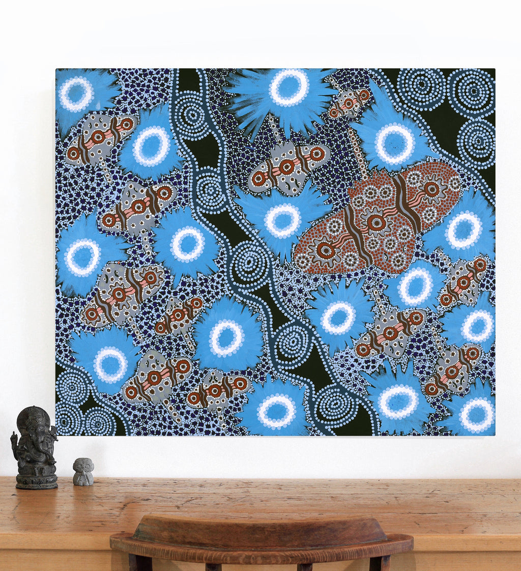 Aboriginal Artwork by Mona Lewis, Sting Ray, 91x76cm