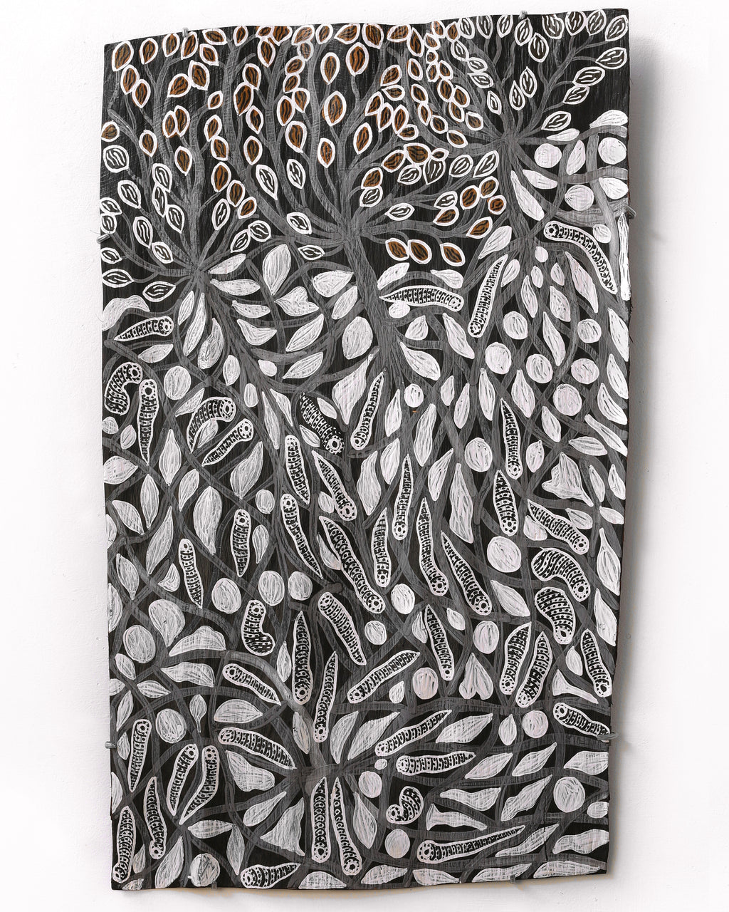 Aboriginal Artwork by Muluymuluy Wirrpanda, Gathul - Mangroves, 88x54cm Bark