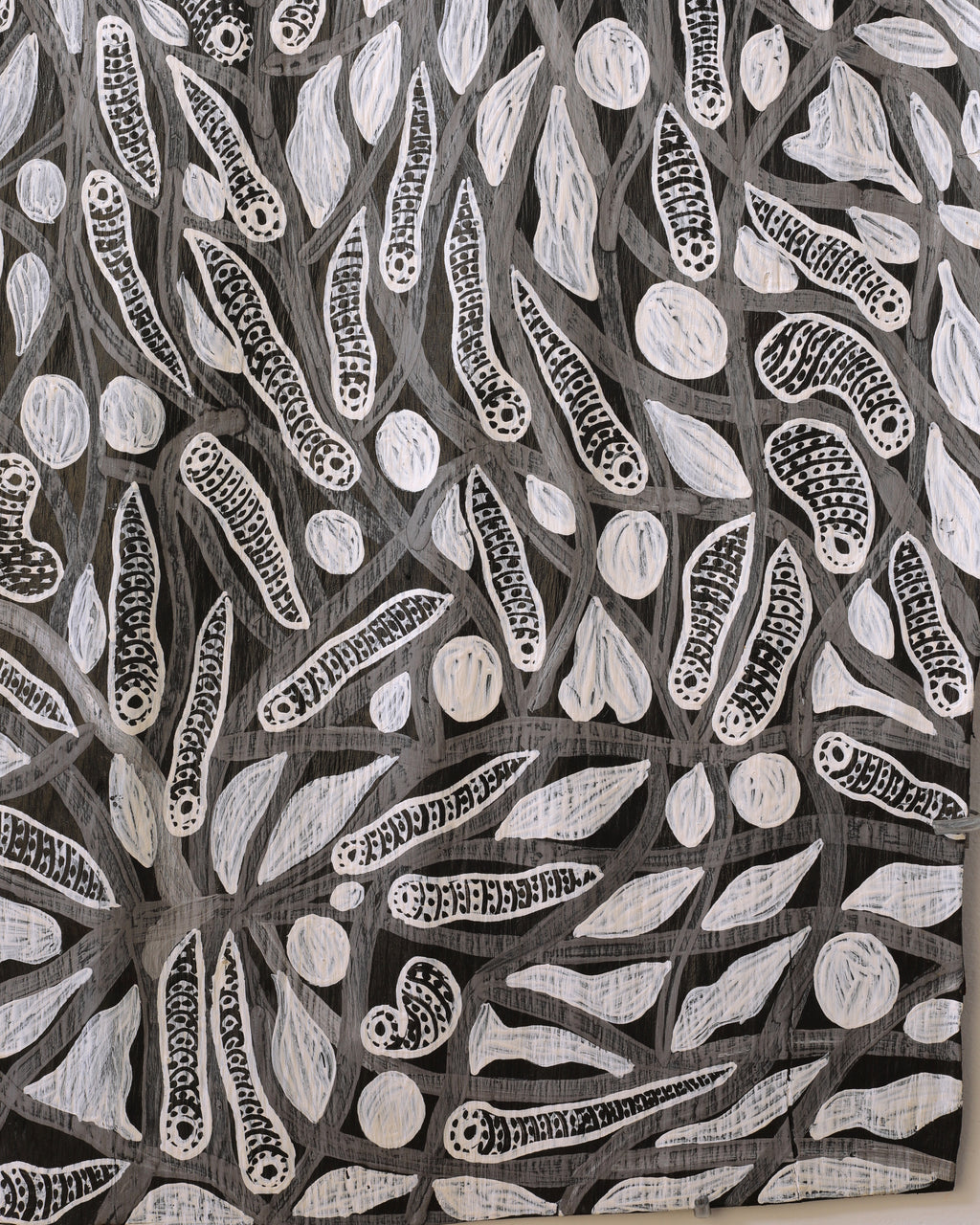 Aboriginal Artwork by Muluymuluy Wirrpanda, Gathul - Mangroves, 88x54cm Bark