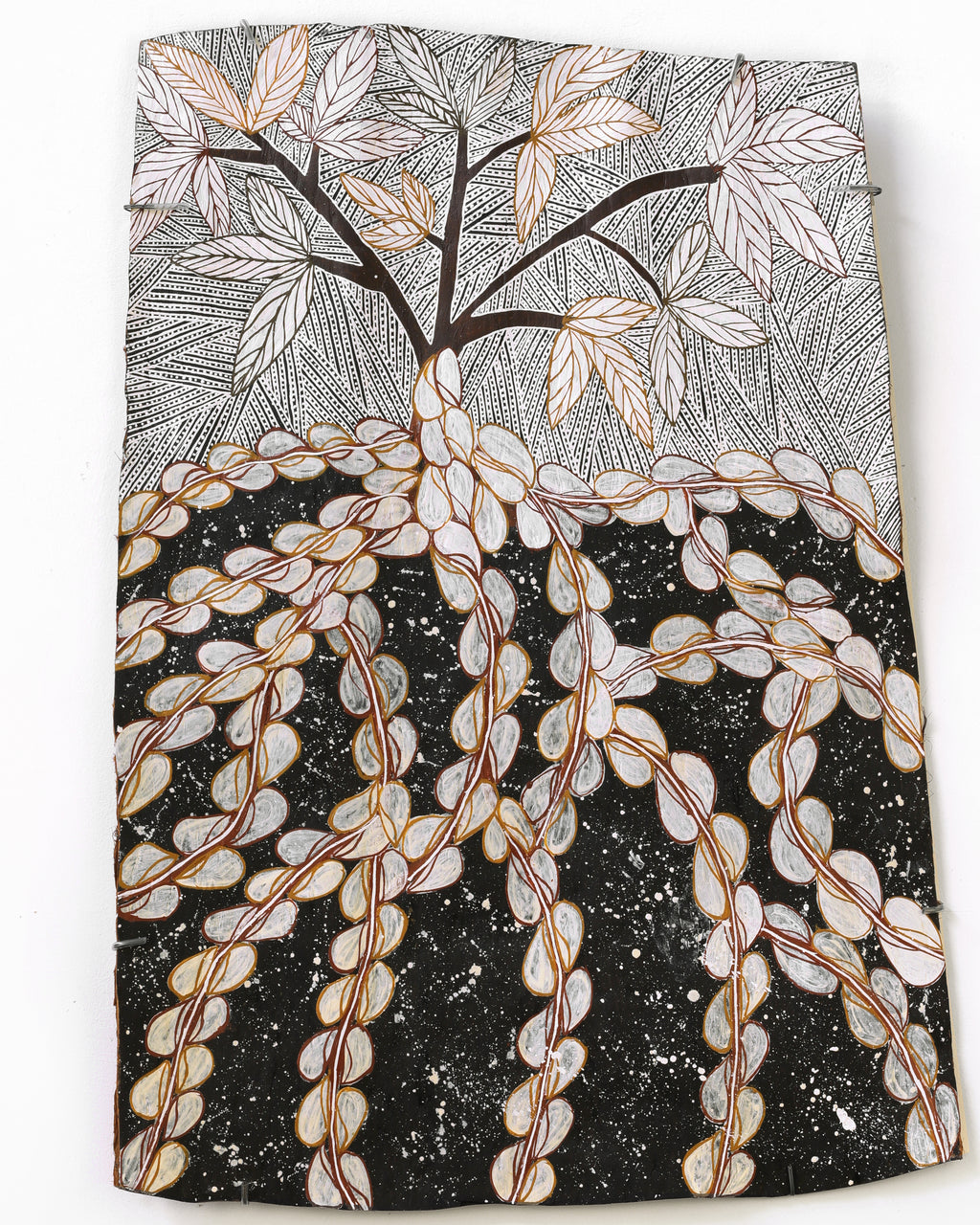 Aboriginal Artwork by Munhala Dhamarrandji, Batjimurruŋu 99x70cm Bark