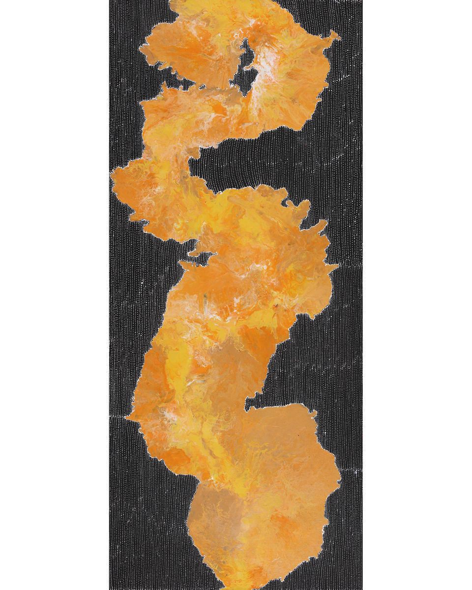 Aboriginal Artwork by Nancy Nungarrayi Collins, Mina Mina Jukurrpa, 107x46cm