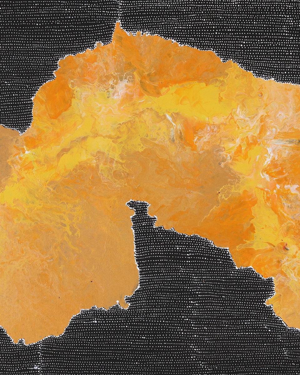 Aboriginal Artwork by Nancy Nungarrayi Collins, Mina Mina Jukurrpa, 107x46cm