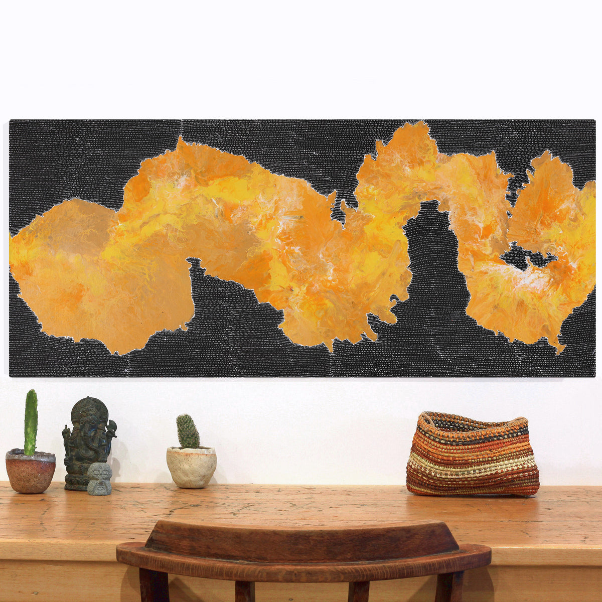 Aboriginal Artwork by Nancy Nungarrayi Collins, Mina Mina Jukurrpa, 107x46cm