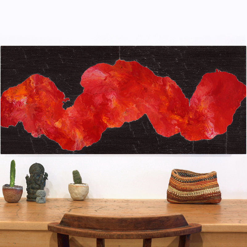 Aboriginal Artwork by Nancy Nungarrayi Collins, Mina Mina Jukurrpa, 107x46cm