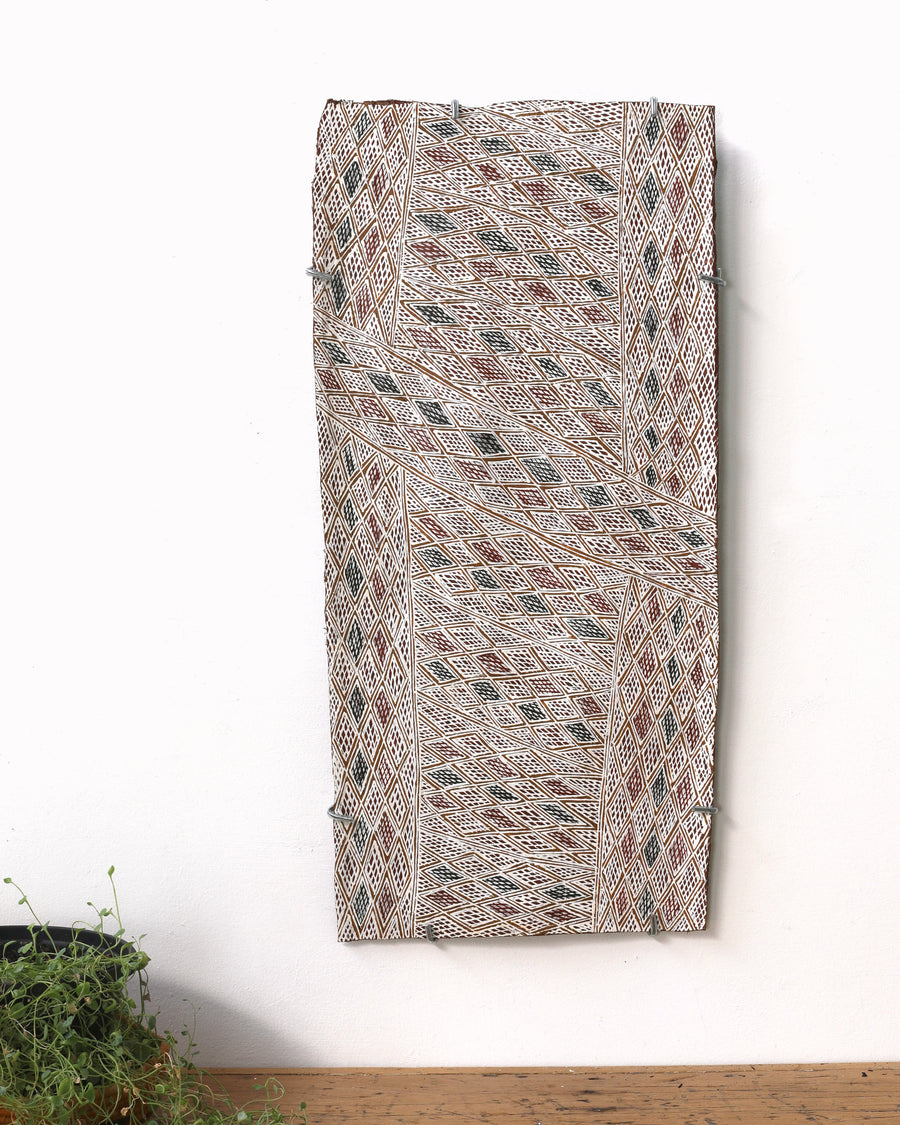 Aboriginal Artwork by Napurrawuy #2 Wunuŋmurra Djapana, Buyku, 70x34cm