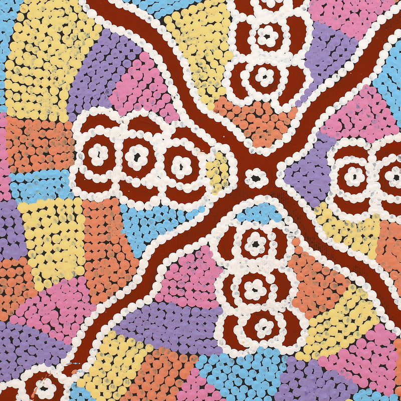 Aboriginal Artwork by Narelle Nangala Brown, Watiya-warnu Jukurrpa (Seed Dreaming), 30x30cm