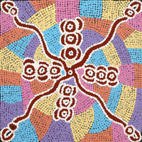 Aboriginal Artwork by Narelle Nangala Brown, Watiya-warnu Jukurrpa (Seed Dreaming), 30x30cm
