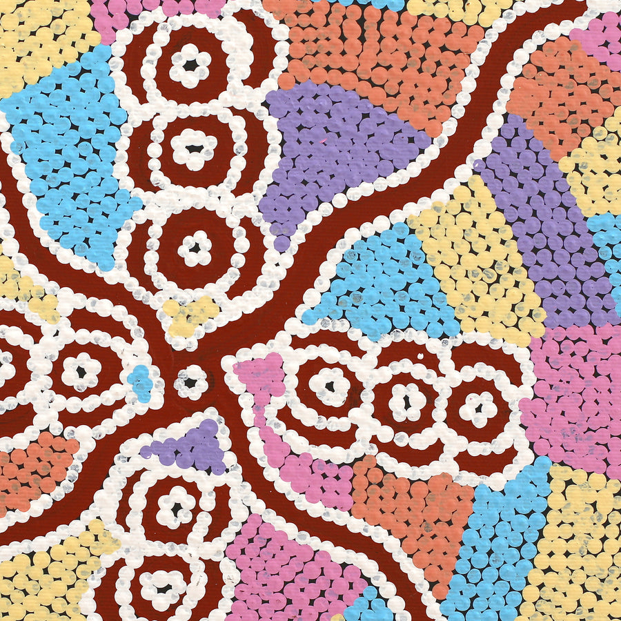 Aboriginal Artwork by Narelle Nangala Brown, Watiya-warnu Jukurrpa (Seed Dreaming), 30x30cm