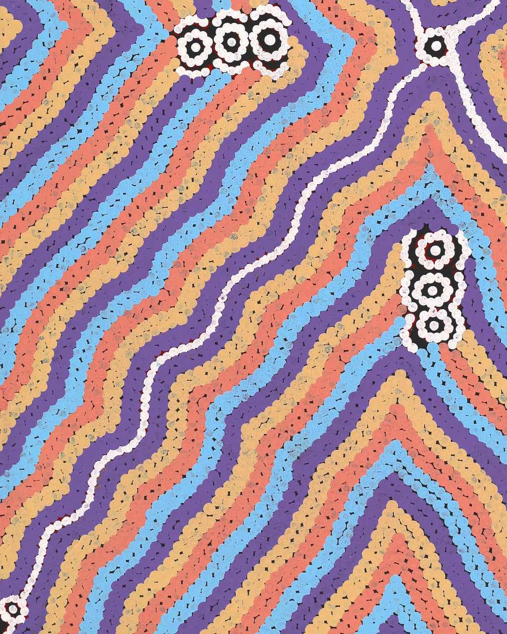 Aboriginal Artwork by Narelle Nangala Brown, Watiya-warnu Jukurrpa (Seed Dreaming), 61x46cm