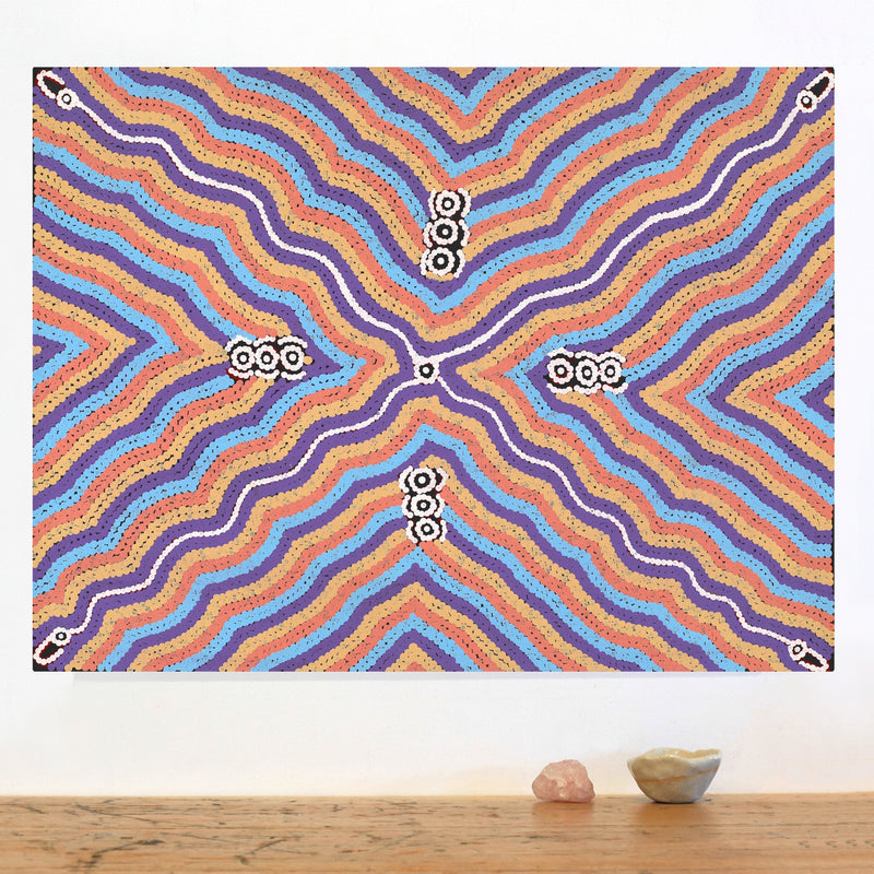 Aboriginal Artwork by Narelle Nangala Brown, Watiya-warnu Jukurrpa (Seed Dreaming), 61x46cm