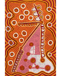 Aboriginal Artwork by Narelle Nangala Brown, Watiya-warnu Jukurrpa (Seed Dreaming), 91x61cm
