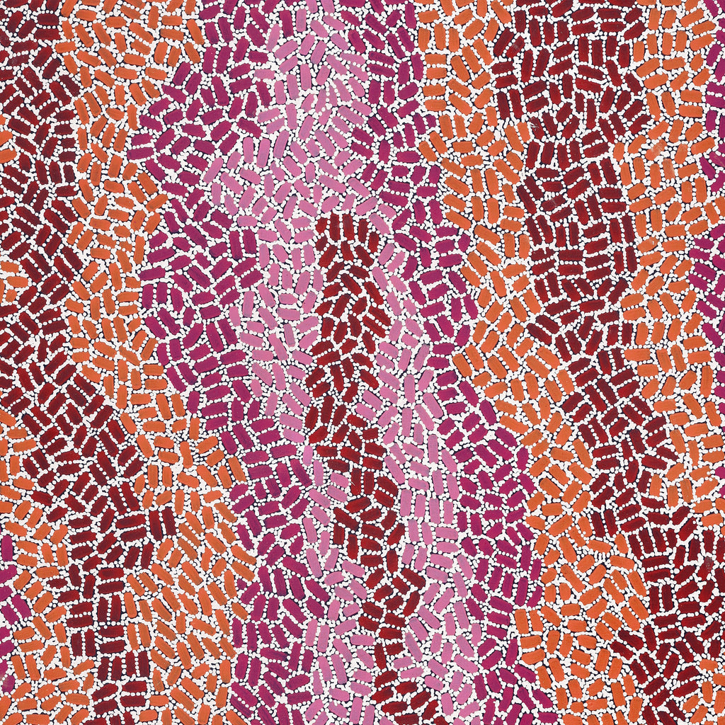 Aboriginal Artwork by Nathania Nangala Granites, Warlukurlangu Jukurrpa (Fire country Dreaming), 91x76cm