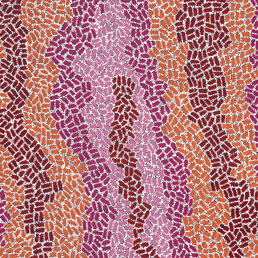 Aboriginal Artwork by Nathania Nangala Granites, Warlukurlangu Jukurrpa (Fire country Dreaming), 91x76cm