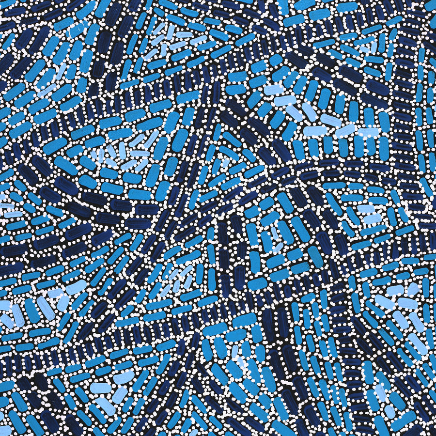 Aboriginal Artwork by Nathania Nangala Granites, Warlukurlangu Jukurrpa (Fire country Dreaming), 107x76cm