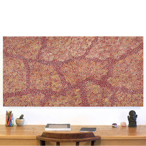 Aboriginal Artwork by Nathania Nangala Granites, Warlukurlangu Jukurrpa (Fire country Dreaming), 152x76cm - ART ARK®