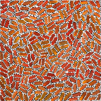 Aboriginal Artwork by Nathania Nangala Granites, Warlukurlangu Jukurrpa (Fire country Dreaming), 30x30cm