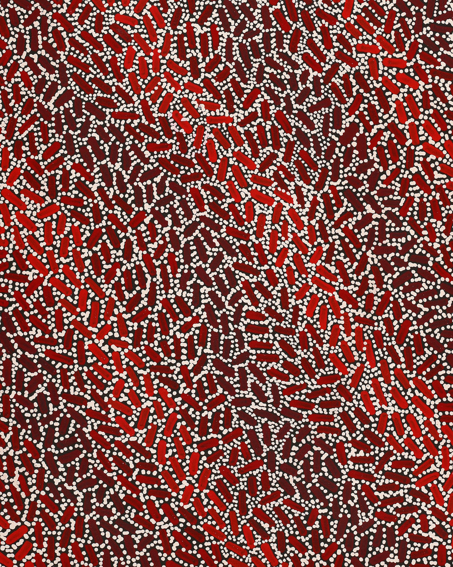 Aboriginal Artwork by Nathania Nangala Granites, Warlukurlangu Jukurrpa (Fire country Dreaming), 76x46cm