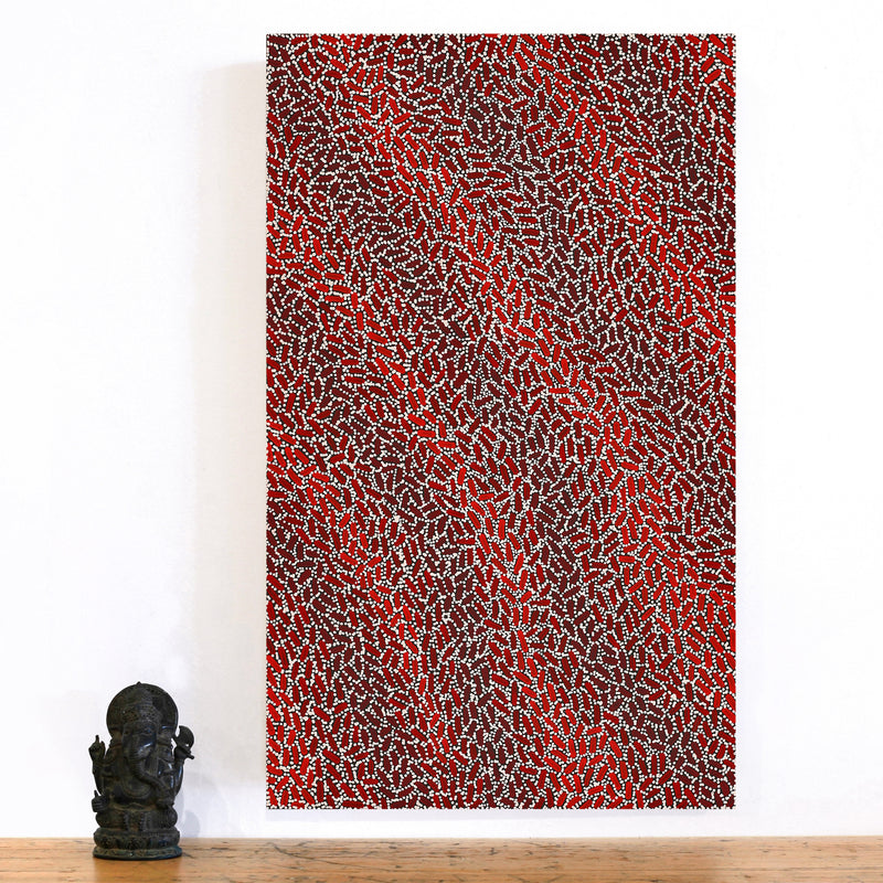 Aboriginal Artwork by Nathania Nangala Granites, Warlukurlangu Jukurrpa (Fire country Dreaming), 76x46cm