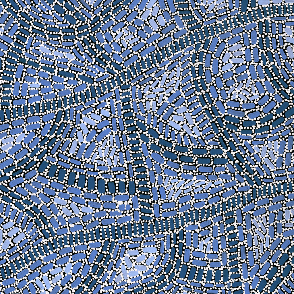 Aboriginal Artwork by Nathania Nangala Granites, Warlukurlangu Jukurrpa (Fire country Dreaming), 91x46cm